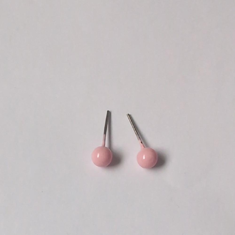 Delicate Pink and‎ Silver Stud Earrings
